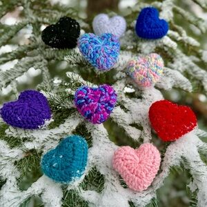 💜 Handmade Crochet Padded Heart Keychain/Bag Charm